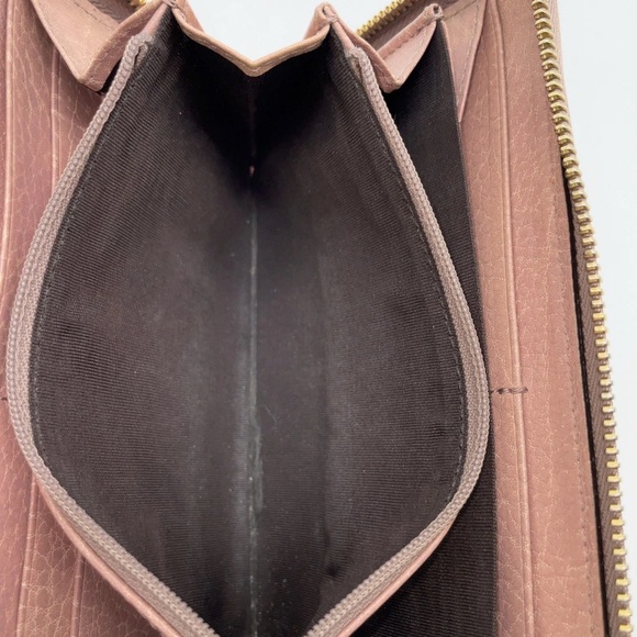 Auth GUCCI GG Guccissima Pink Leather Long Wallet W/GG Gold Accents & dust bag - Picture 14 of 16